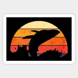 Retro Sunset Humpback Whale Breaching Magnet